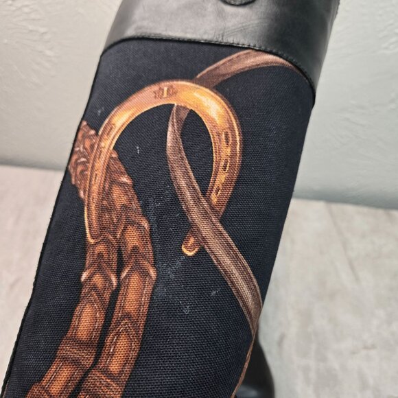 Ralph Lauren Equestrian Boots 5.5 Black Knee High Tall Western Riding Low Heel - Picture 10 of 14